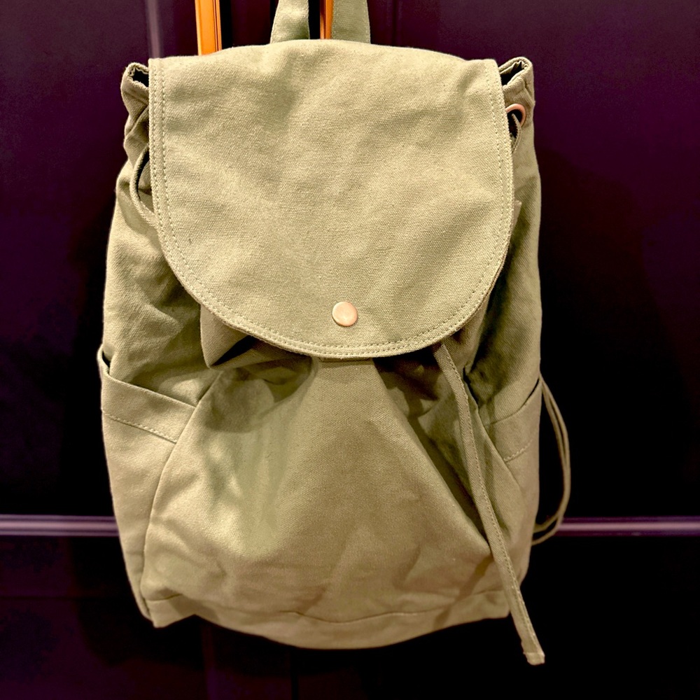 New Palm + Perkins Green Canvas Backpack